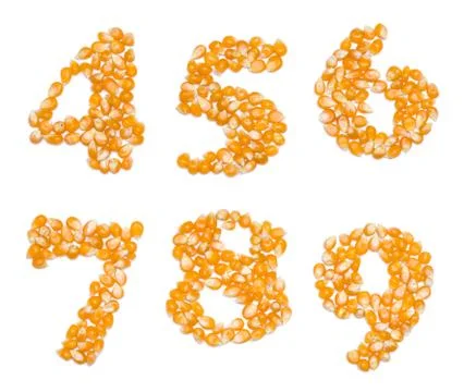 Numbers made of corn seeds 스톡 사진