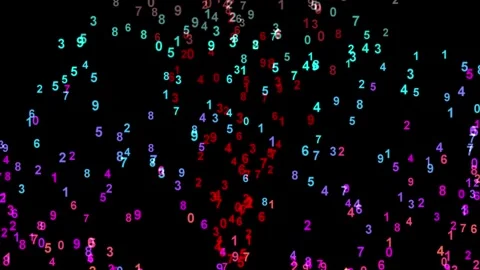 Numbers magic Moving Around With Different Colors  on Black Screen Stock Footage 240608761