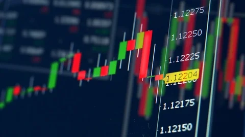 Numbers on a market chart on a broker computer. Table of stock exchange market Stock Footage 107601327
