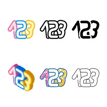 Numbers math minimal science education color icon vector 스톡 일러스트