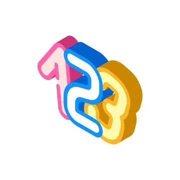 Numbers math science education isometric icon vector illustration 스톡 일러스트