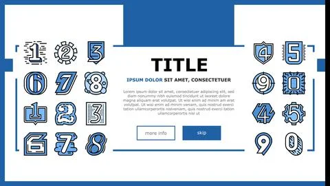Numbers Numeral Title Landing Header Vector Stock Illustration