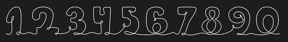 Numbers One Continuous Line Drawing. White Minimalistic Arabic Simple Linea.. Illustrazione stock