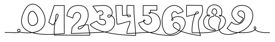 Numbers One Continuous Line Drawing. Minimalistic Arabic Simple Linear nume.. Illustrazione stock