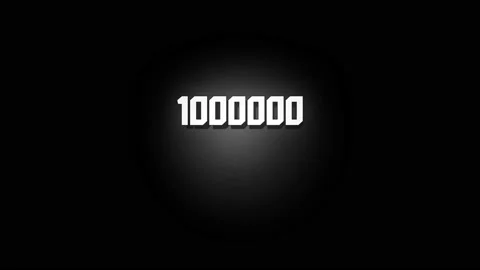 Numbers one million, white backlit, massive, animated graphics, on a black b Stock Footage 158307199