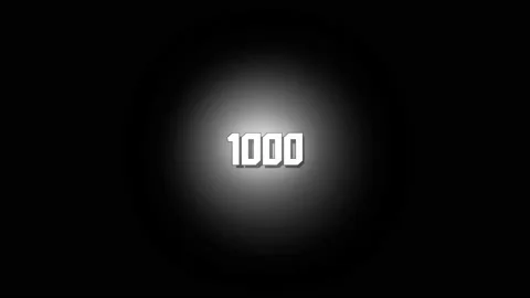 Numbers one thousand, white backlit, massive, animated graphics, on a black Stock Footage 160112208
