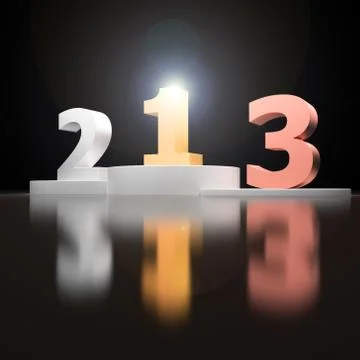 Numbers one two and three on a victory podium Stock Illustration