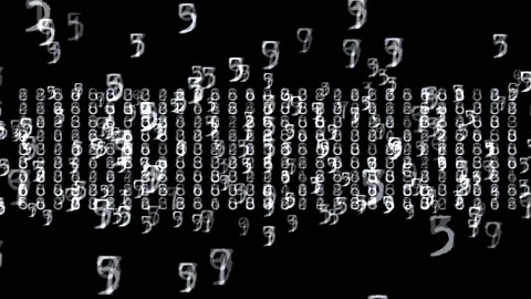 Numbers Overlay with Matrix Style Falling Code and Digital Sta Stock Footage 337764300