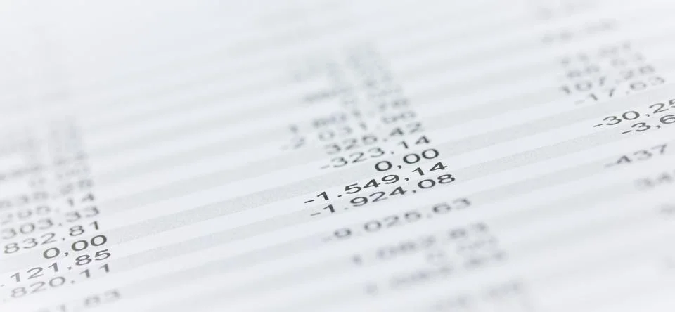 Numbers on paper Foto stock