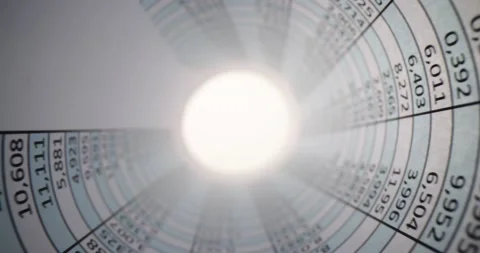 Numbers in a paper table in columns and rows and bright light Stock Footage 237315937