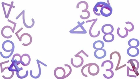 Numbers pattern floating on white background Stock Footage 143351045