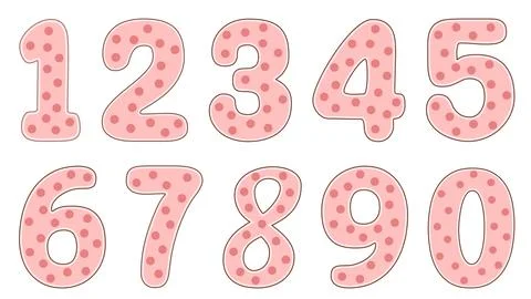 Numbers with pink dotts Stock Illustration