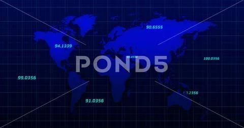 Numbers rising against world map in background: Graphic #156611605