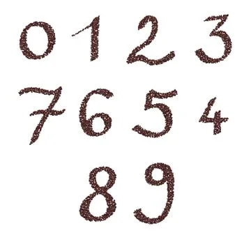 Numbers of roasted coffee beans template Stock Illustration
