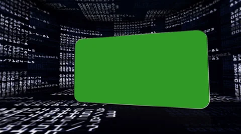 Numbers Room, with Green Screen Monitors and Alpha Channel Stock Footage 33701955