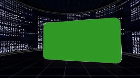 Numbers Room, with Green Screen Monitors and Alpha Channel Stock Footage 33703226