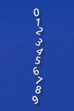 Numbers row, blue background. Abstract illustration, 3d render. Stock Illustration