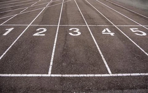 Numbers on a running track Stock Photos