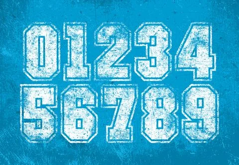 Numbers with a scratched worn texture. Illustrazione stock