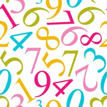 Numbers Seamless Pattern Background Vector Illustration Stock Illustration