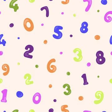 Numbers seamless pattern with polka dots. Stock Illustration
