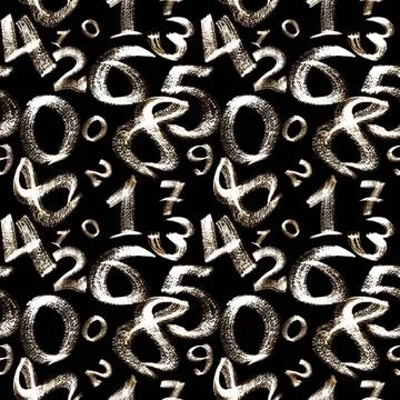 Numbers seamless Seamless pattern - Numbers over the black background Copy... Stock Photos