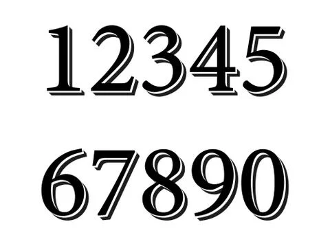 Numbers set hipster, parallel offset thin intersection lines style idea numer Illustrazione stock