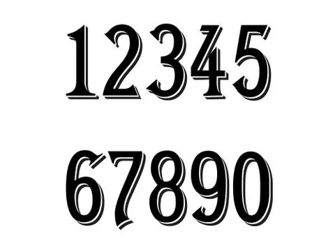 Numbers set hipster, parallel offset thin intersection lines style idea numer Illustrazione stock