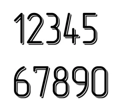 Numbers set hipster, parallel offset thin intersection lines style idea numer Ilustração Stock