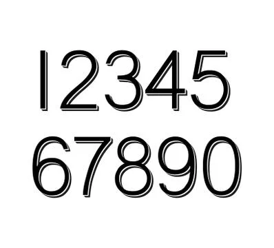 Numbers set hipster, parallel offset thin intersection lines style idea numer Illustrazione stock