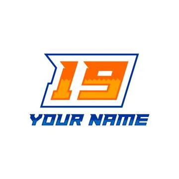 Numbers set logos with fast speed lines. Vector sport style typeface for spor Stock Illustration