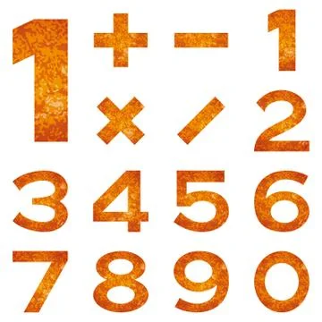 Numbers set, orange lava Stock Illustration