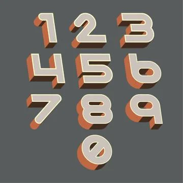 Numbers set retro style Stock Illustration