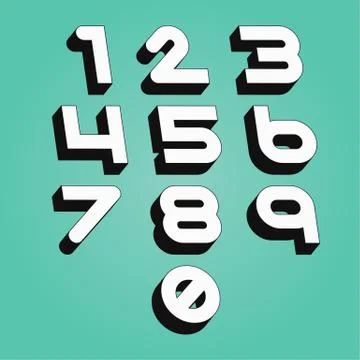 Numbers set retro style Stock Illustration