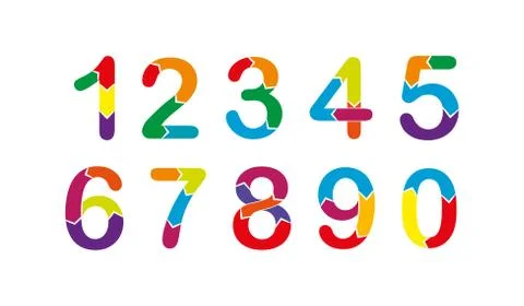Numbers. a set of simple color vector icons on a white background for educati Stock Illustration