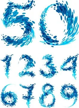 Numbers set splash Stock Illustration