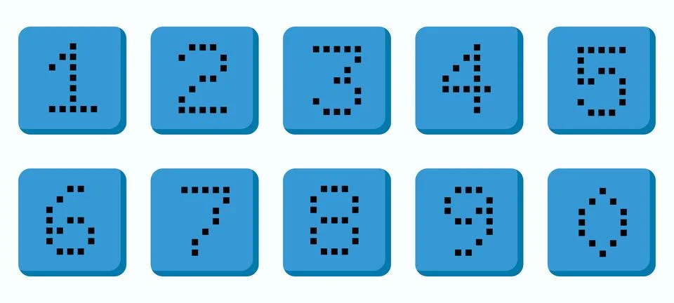 Numbers set styled as buttons. Flat vector design elements. Stockillustratie