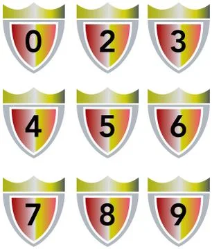 Numbers shield crown retro. Stock Illustration