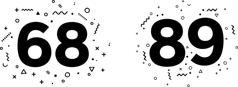 Numbers Sixty-eight and Eighty-nine with Decorative Geometric Shapes Illustratio Stock Illustration