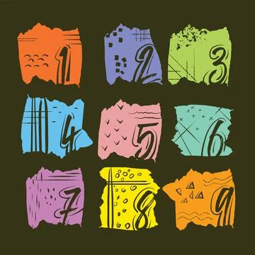 Numbers in sketch style and abstract backgrounds Stock Illustration
