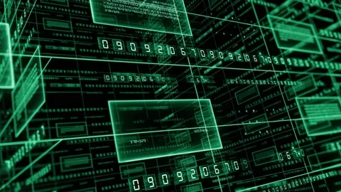 Numbers technology background 4K green Video stock 138616125