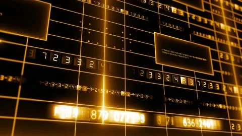 Numbers technology background 4K yellow Video stock 138552456