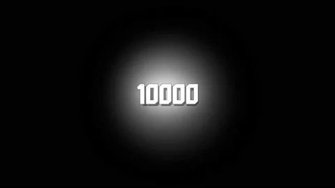 Numbers ten thousand, white backlit, massive, animated graphics, on a black Stock Footage 158307350