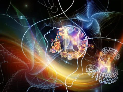 Numbers of Thought Network Stock Illustration
