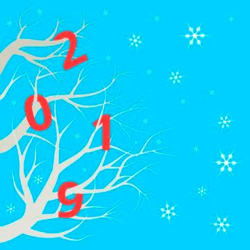 Numbers on tree branches, a New Year s festive winter background Stock Illustration