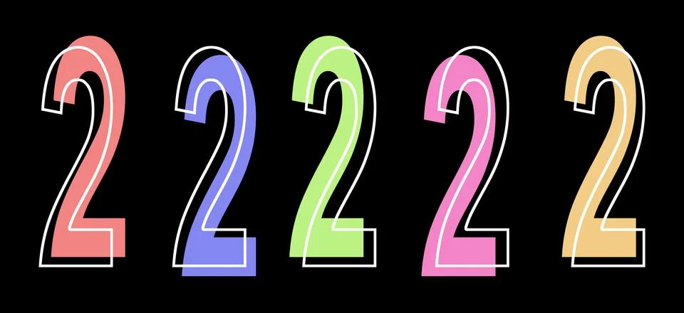 Numbers two, 2 on a black background for printing on T-shirts and banners, fo Stock Illustration