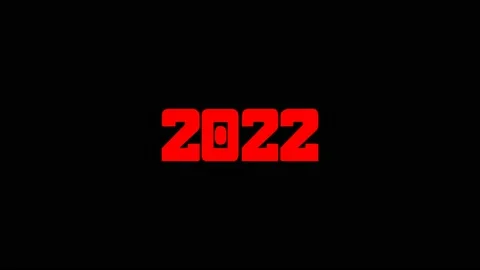Numbers two thousand twenty two, red on a black background, animation, backl Stock Footage 164319804