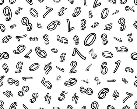 Numbers on white background, seamless pattern Illustrazione stock