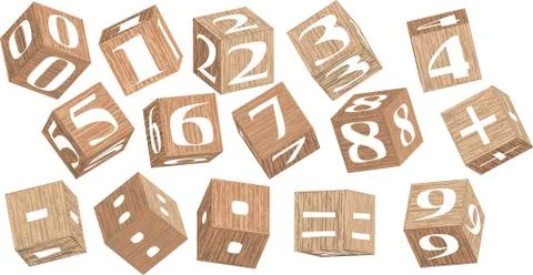 Numbers on wooden cubes Stock Illustration