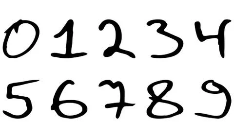 Numbers written marker casually askew vector Stock Illustration